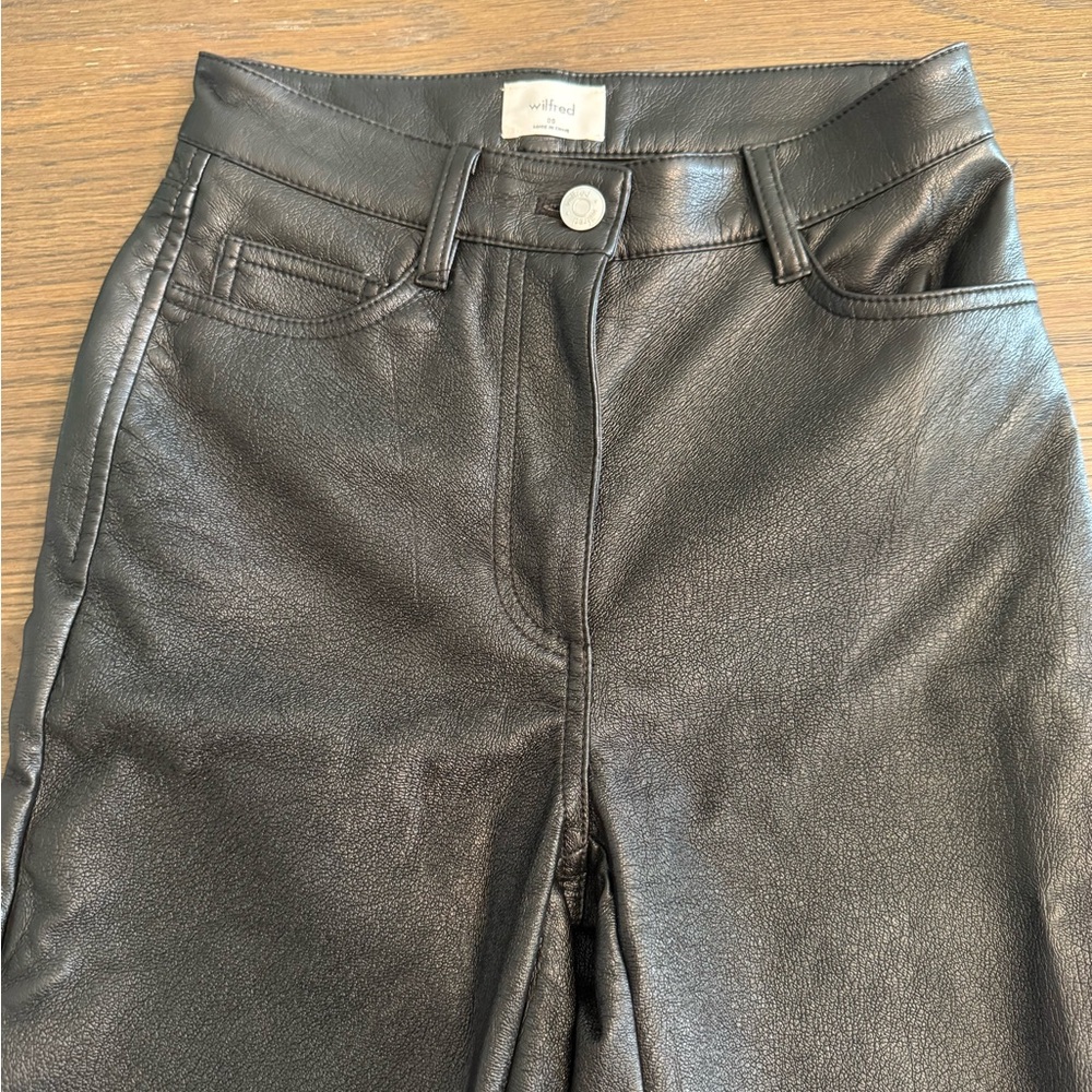 Wilfred Black Faux Leather High-Waist Pants